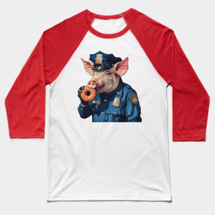 police pig eating donut Baseball T-Shirt